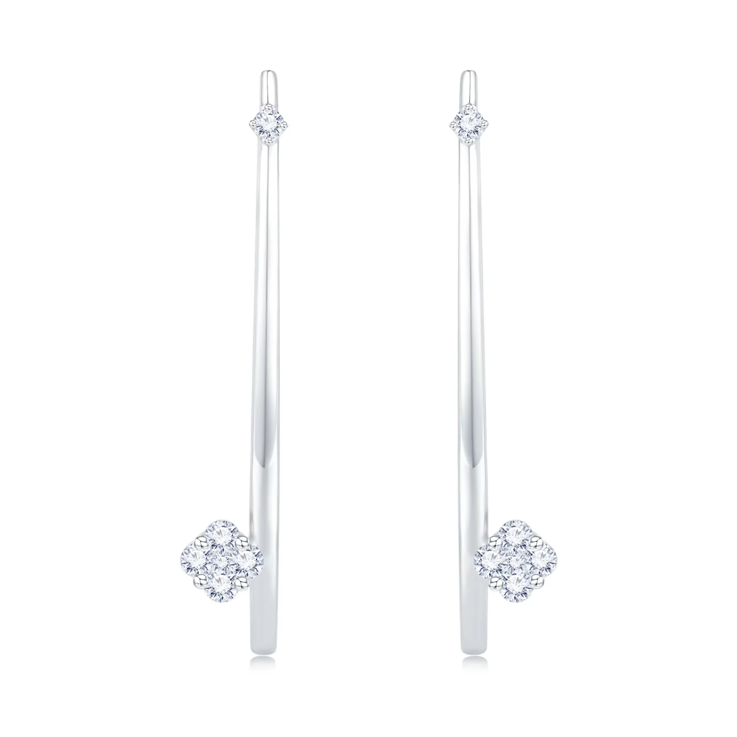 18K白金独特个性款钻石耳钉一对 商品编号：H07208E