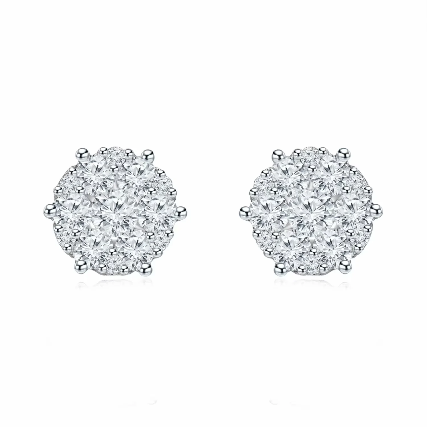 18K白金“星耀”系列群镶款钻石耳钉优雅 商品编号：H06582E