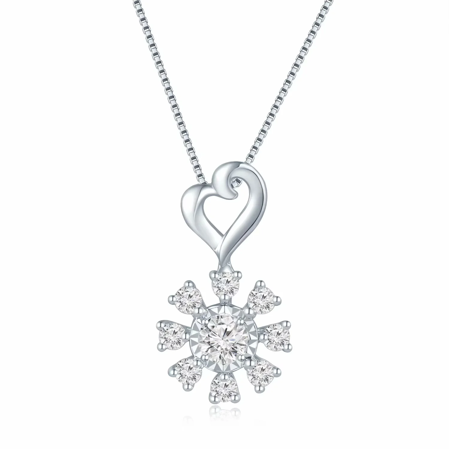 18K白金花之恋系列钻石吊坠（不含配链）清新甜美风 商品编号：S11856P