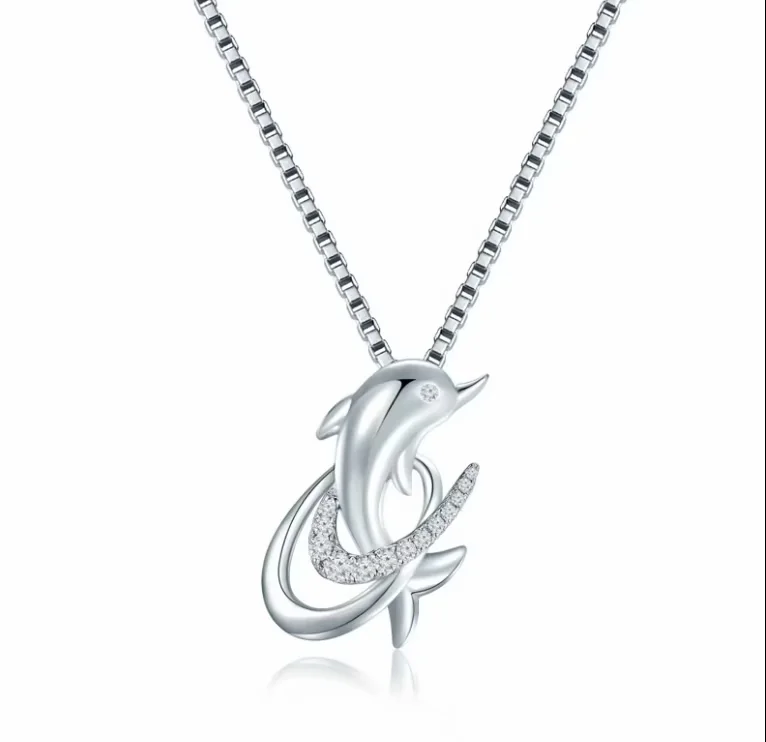 18K白金 海豚款钻石吊坠（不含配链）动物款 商品编号：S11588P