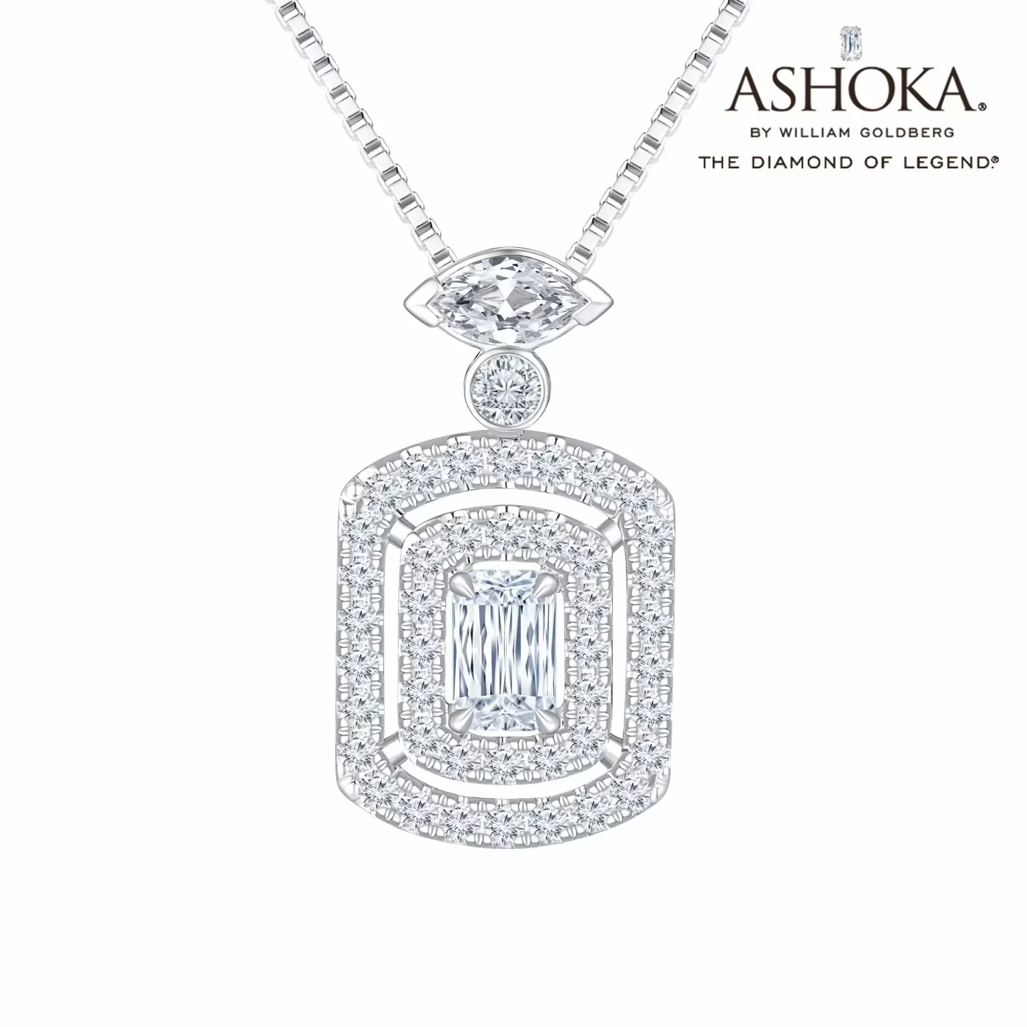 18K白金榄尖形拼镶钻石吊坠 商品编号：L03942P