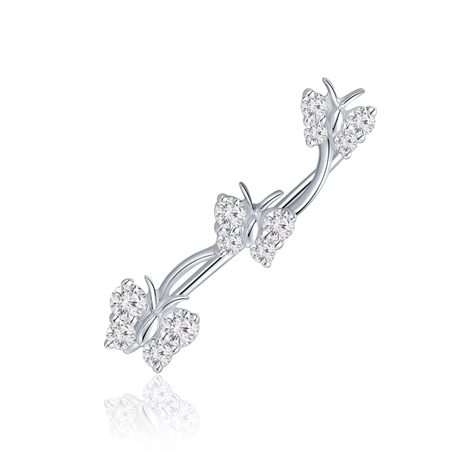 蝶恋芳菲18K白金钻石单边耳钉（单只） 商品编号：S01232L