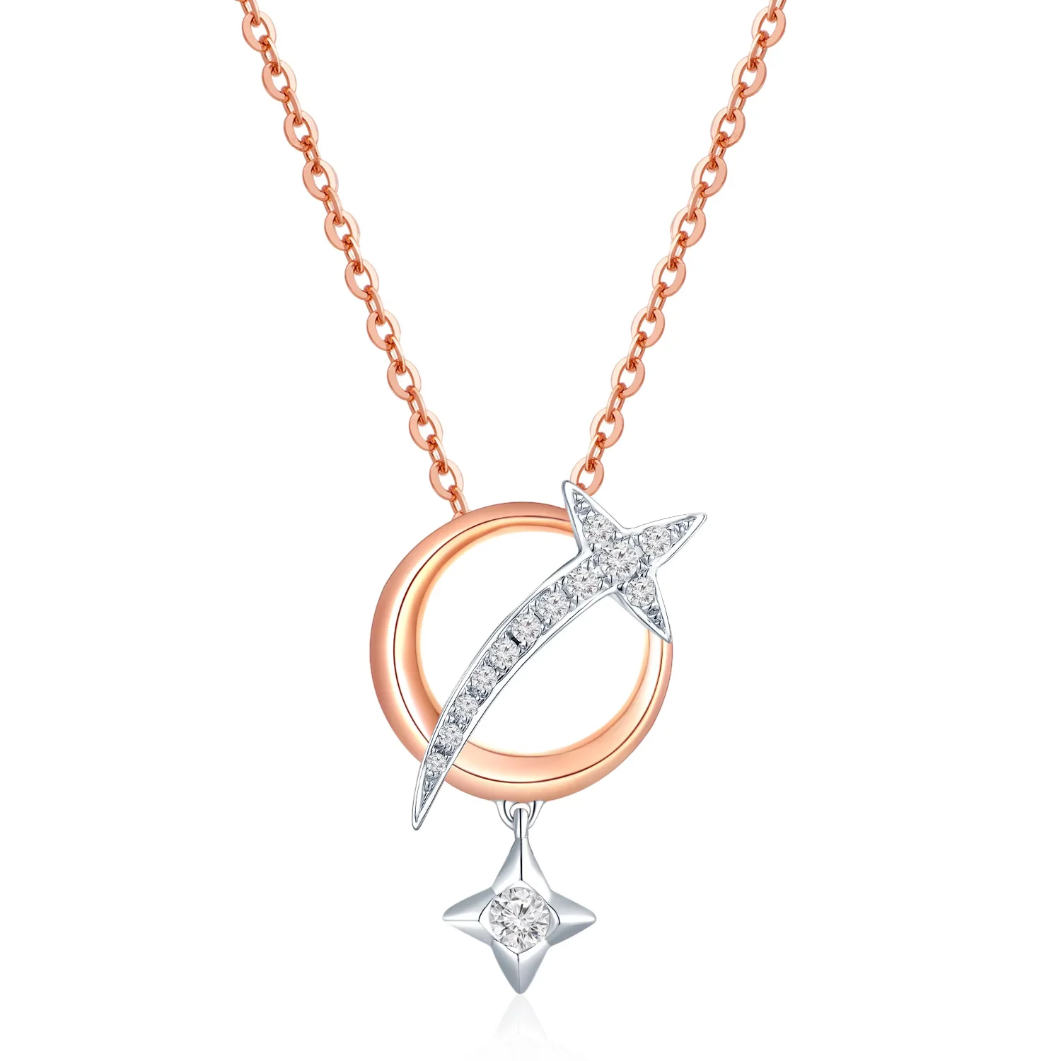 18K红白金钻石吊坠 流星款（不含配链）商品编号：N04225P