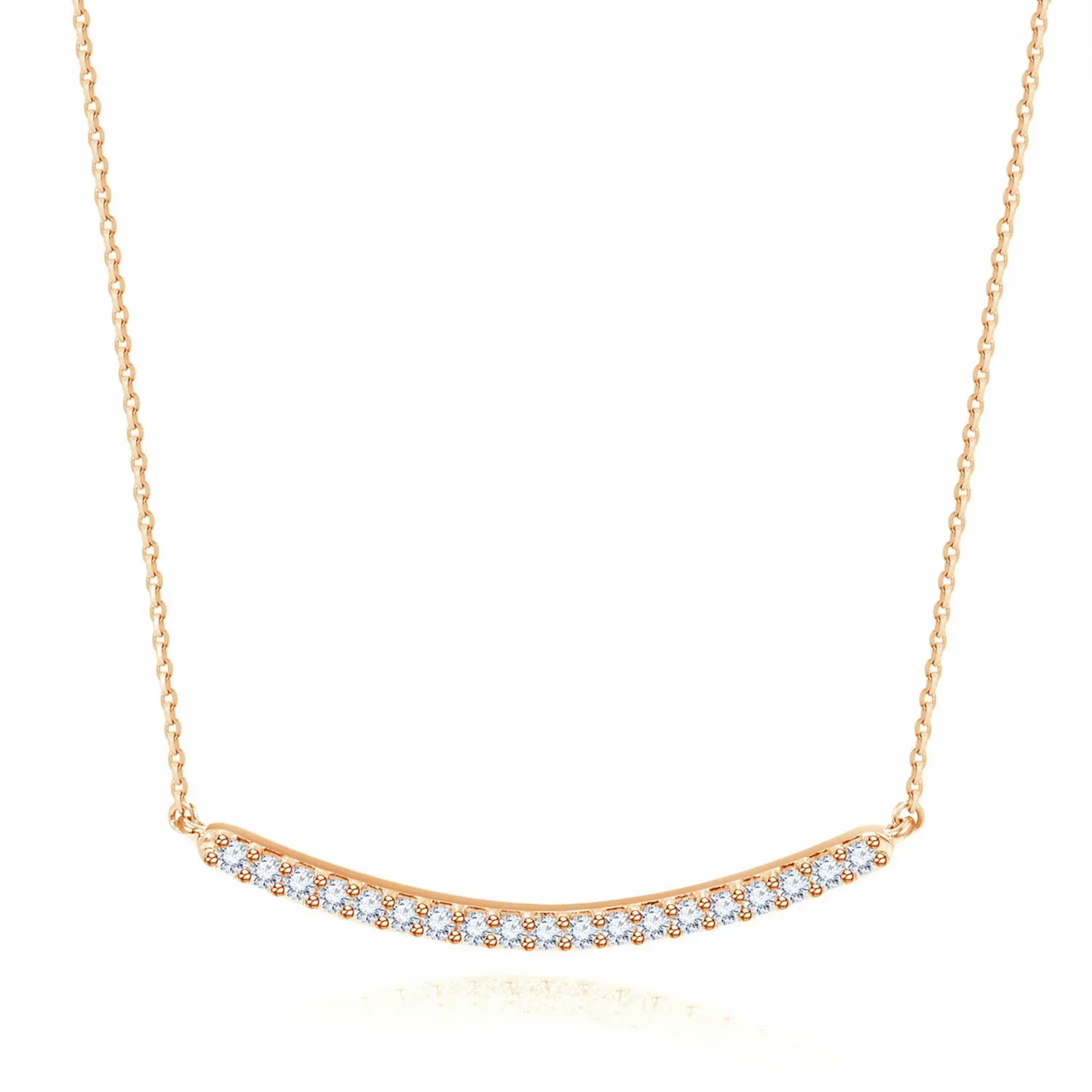 微笑系列18K玫瑰金钻石项链一字链 长度45CM商品编号：P12089N