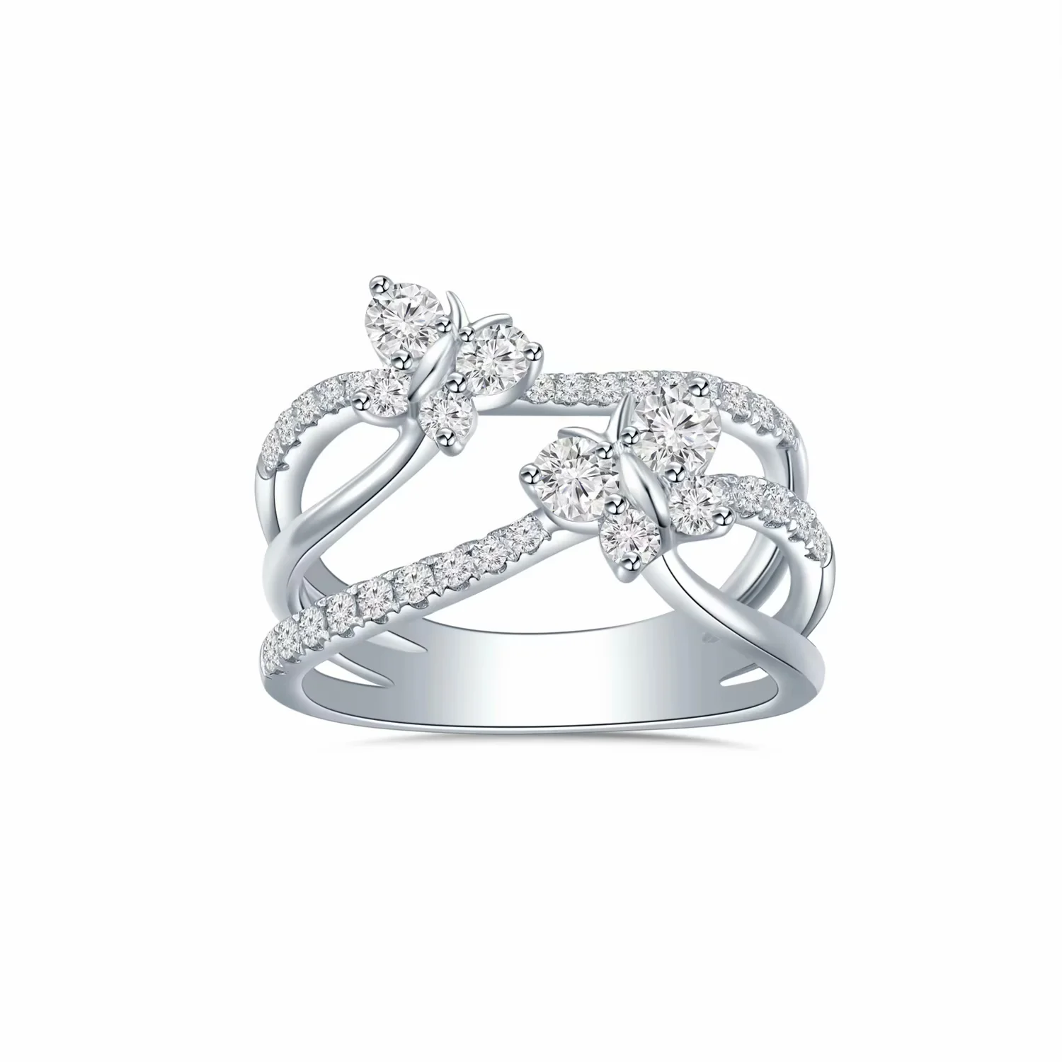 蝶恋芳菲系列18K白金豪华蝴蝶款钻石戒指 商品编号：S11446R