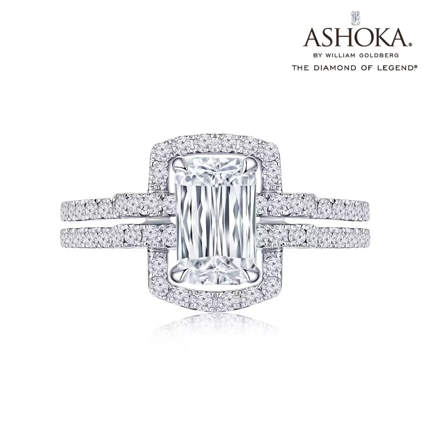 ASHOKADiamond 皇家系列 18K白金单颗粒群镶款钻石戒指手寸13号商品编号：L00926R