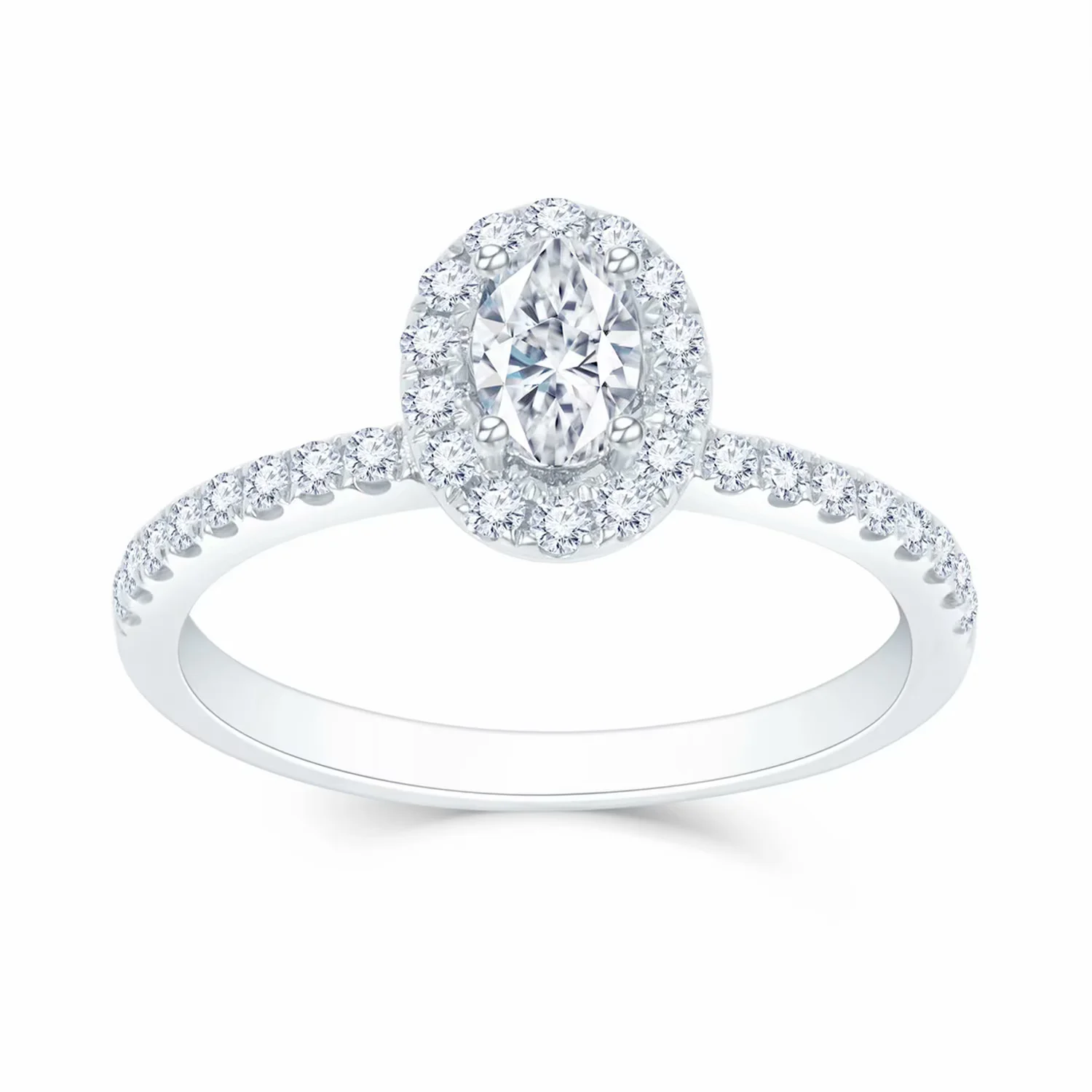 18K白金 单颗粒鸡蛋型群镶款钻石戒指手寸11号商品编号： L03351R