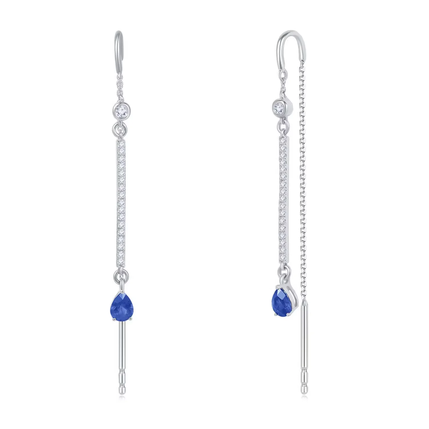 18K金钻石/蓝宝石耳坠 商品编号：LO3422E