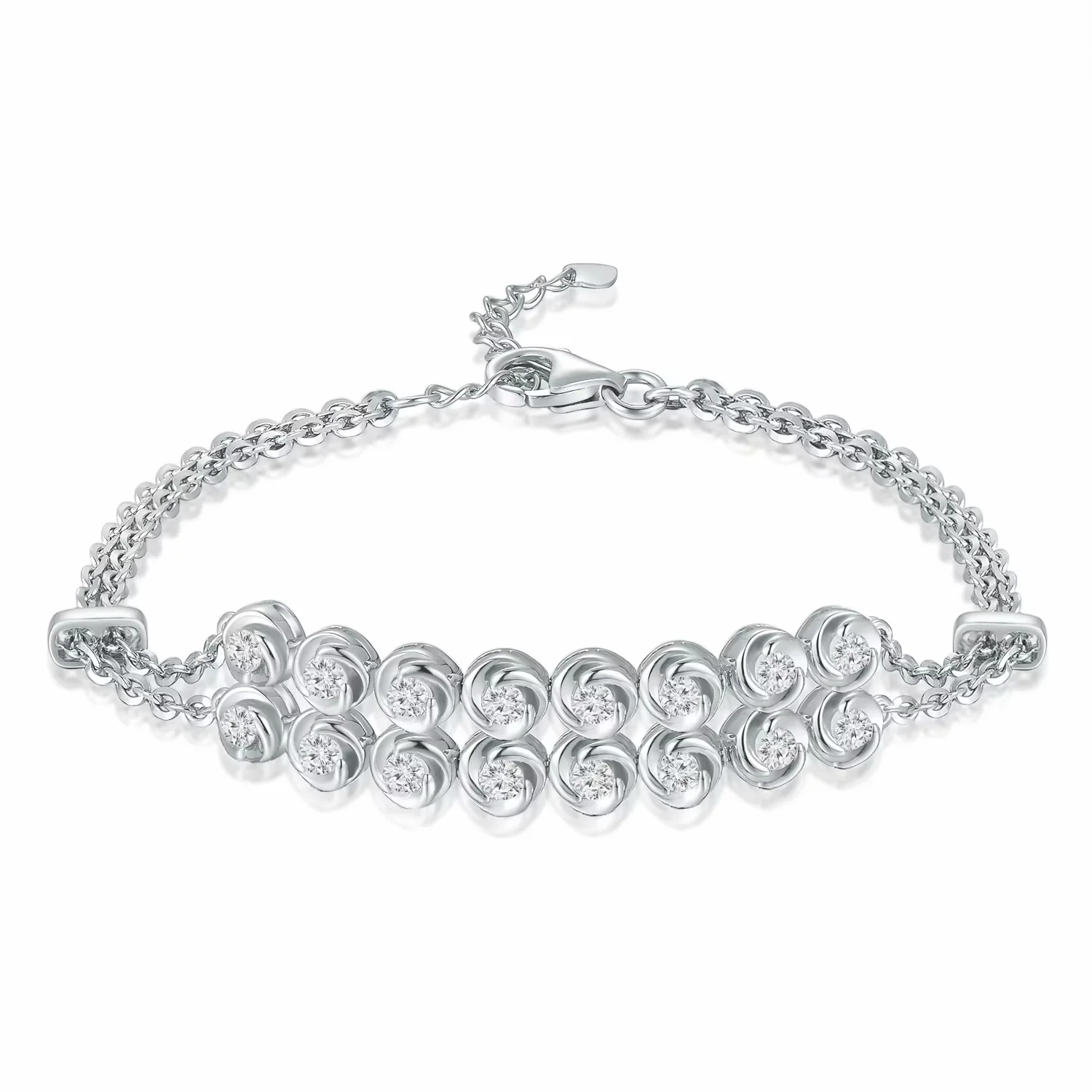 18K白金排链款钻石手链 商品编号：H06187B