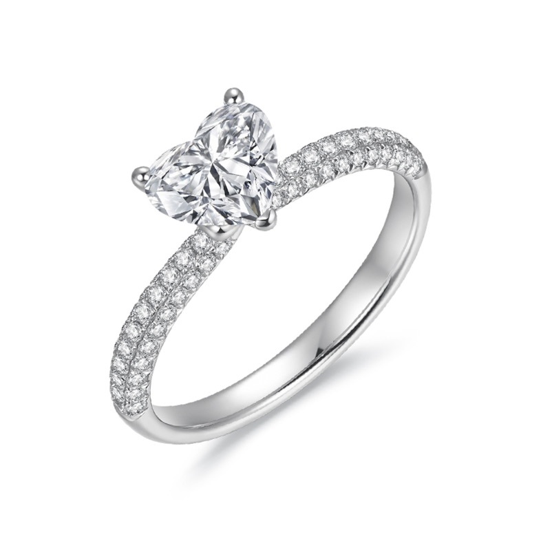 18K白金 克拉心形单颗粒结婚求婚钻石戒指GIA证书商品编号：LO4304R