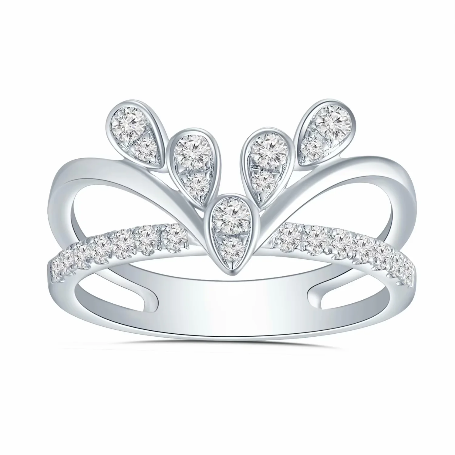 18K白金凤凰展翅 系列钻石戒指手寸13号（不可改手寸）商品编号：H06840R