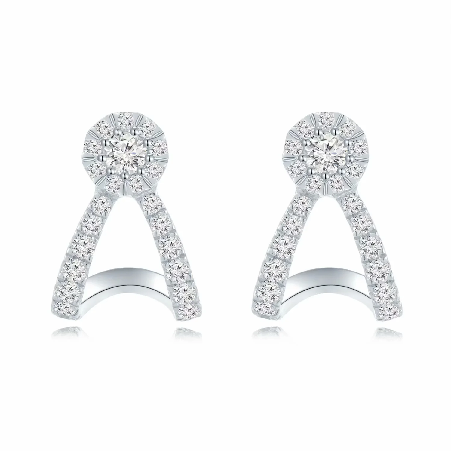 18K白金钻石耳钉一对 商品编号：H06656E