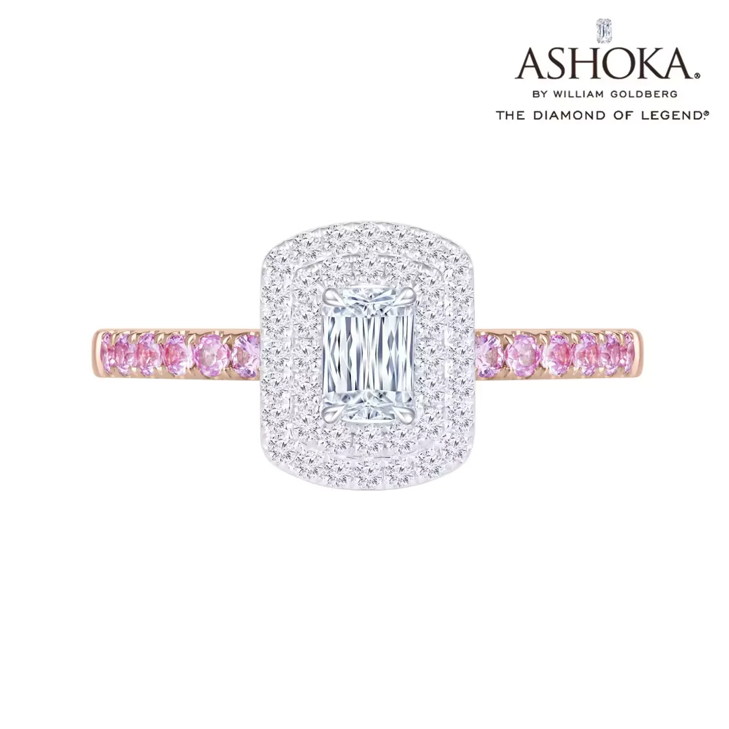 18K白金 粉蓝宝石拼镶钻石戒指手寸15号商品编号： L04185R