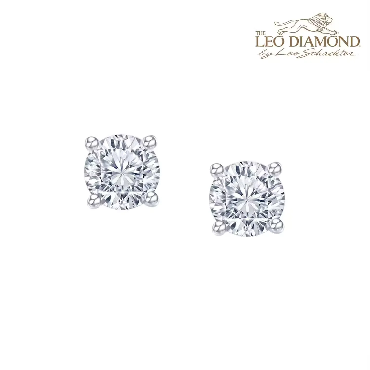 The Leo Diamond18K白金 单颗粒 四爪镶单钻耳钉 简约 商品编号：D00650E