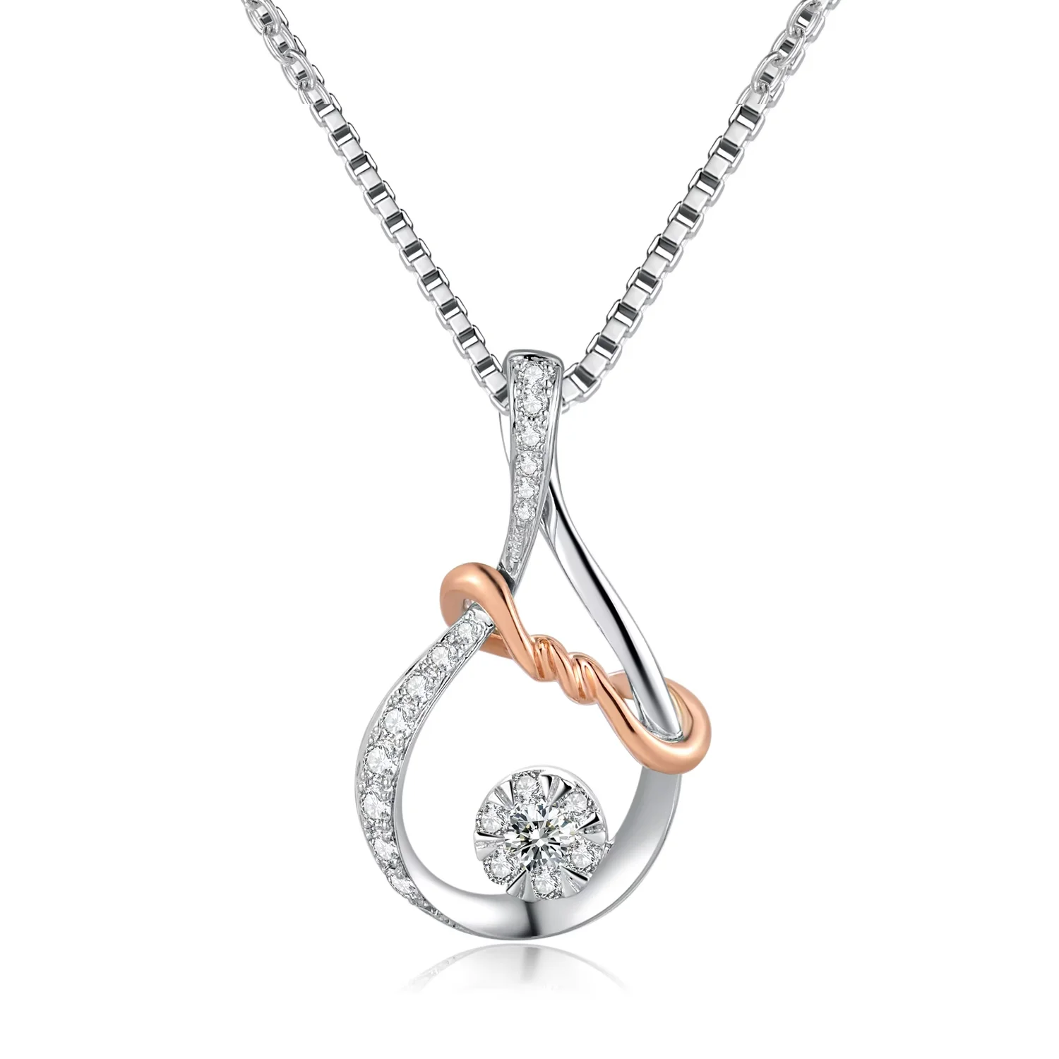 18K红白金时尚款钻石吊坠（不含配链）商品编号：J13193P