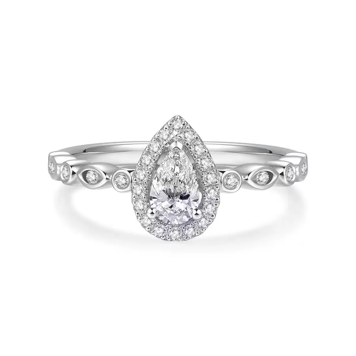 单颗粒梨形钻石戒指结婚求婚钻戒手寸13号 商品编号：L04033R