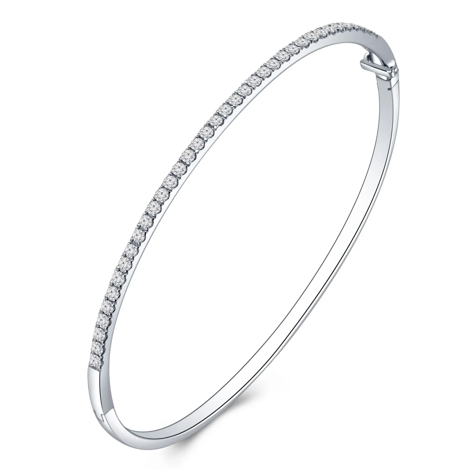 18K白金半圈直排排钻款钻石手镯 商品编号：P10618A