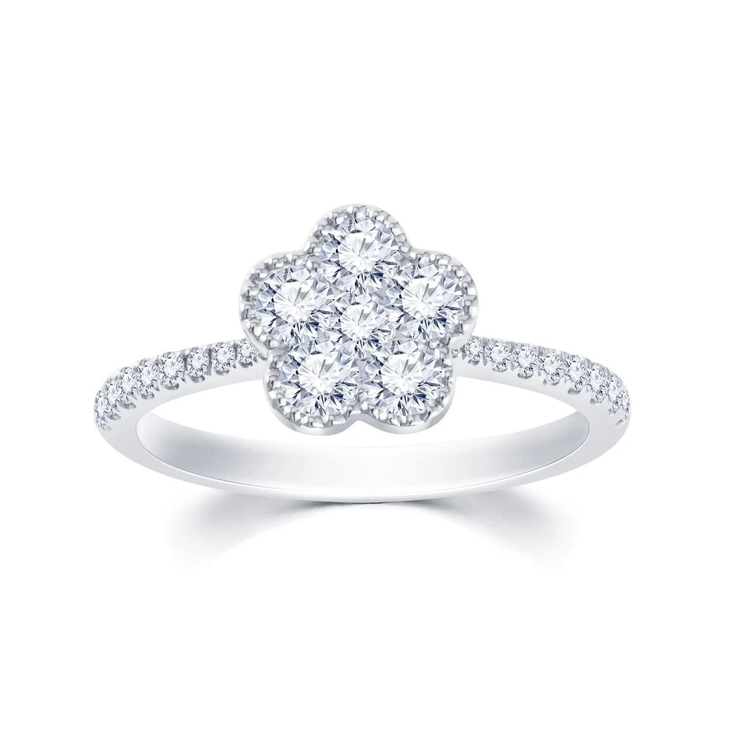 花漾系列18K白金花型款钻石戒指手寸15号商品编号：S11849R