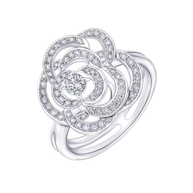 Rose Garden 18K白金钻石戒指一款两戴 可做吊坠（不可改手寸）商品编号：S10162R