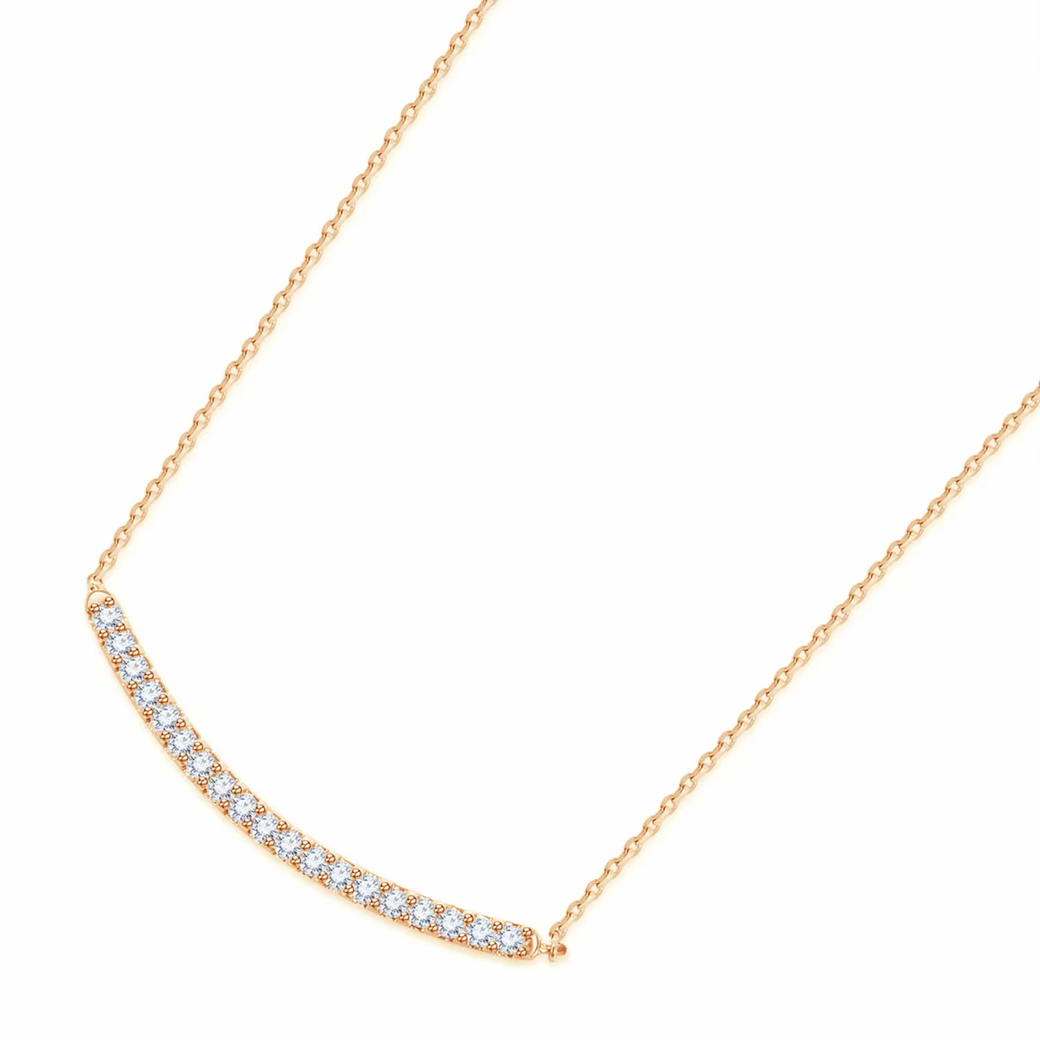微笑系列18K玫瑰金/白金钻石项链一字链 长度45CM 商品编号：P12089N