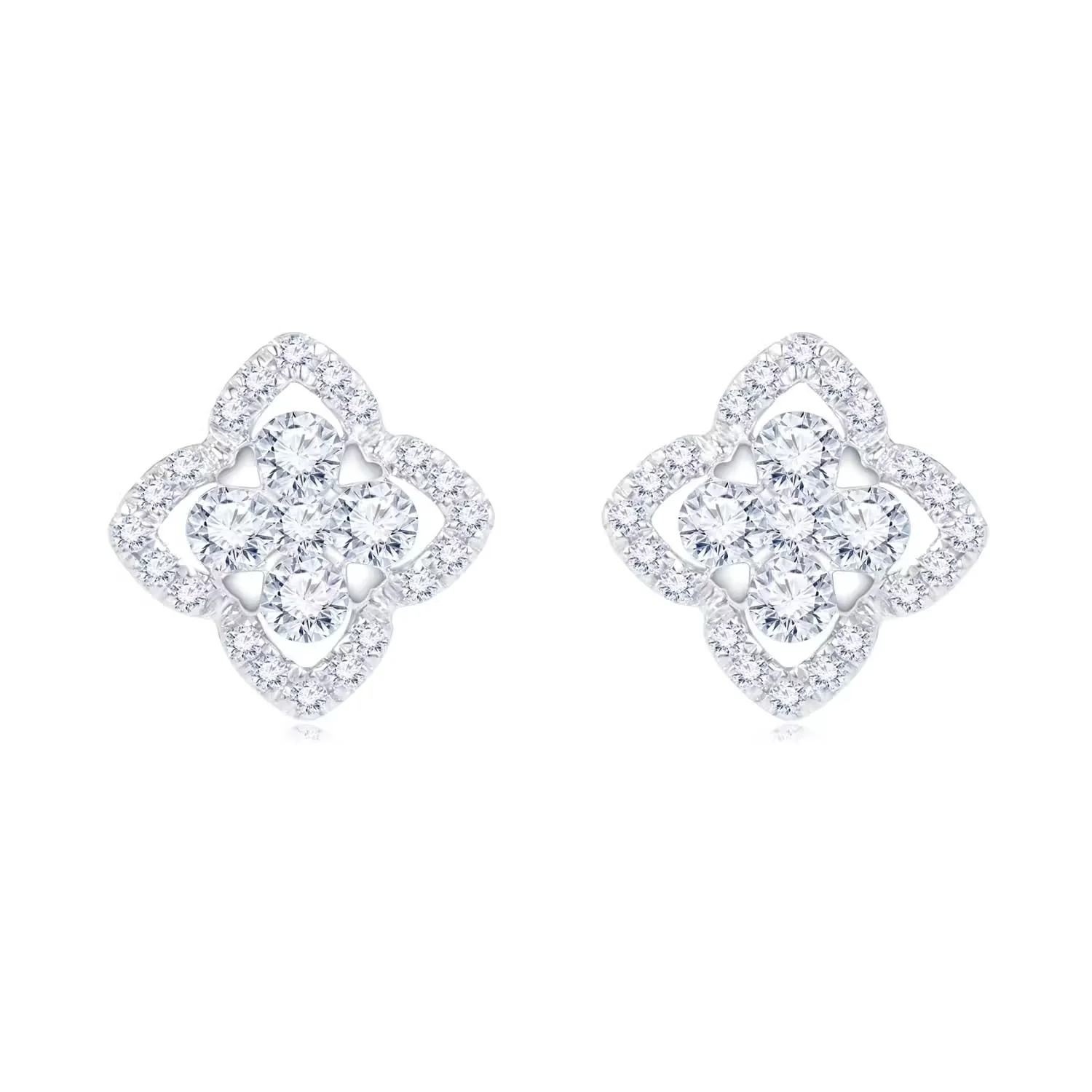 18K白金钻石耳环 商品编号：S12704E