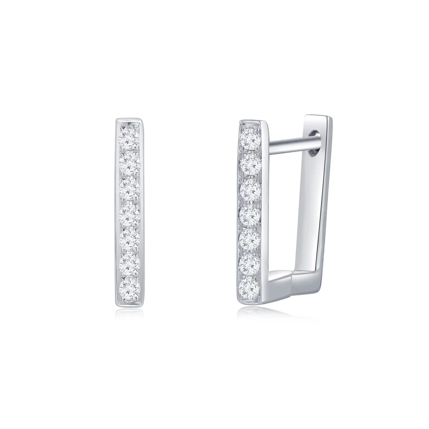 18K白金玫瑰金圈式通勤款钻石耳钉 简约大方 商品编号：P11402E