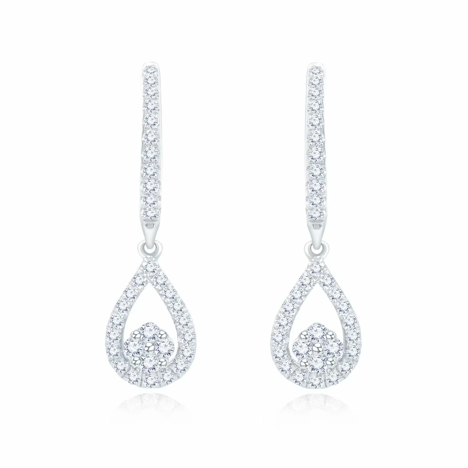 18K白金钻石耳环一对 淑女气质款 商品编号：H07210E