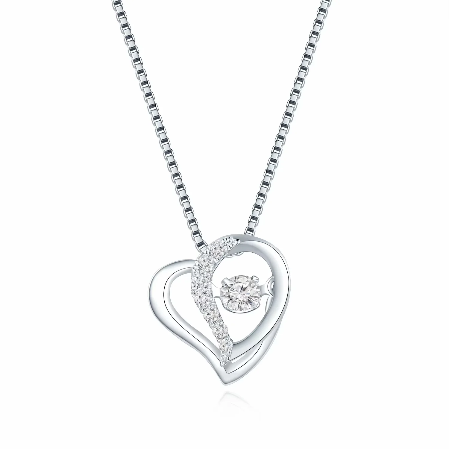 心动系列18K白金爱心款钻石吊坠（不含配链）商品编号：S10835P