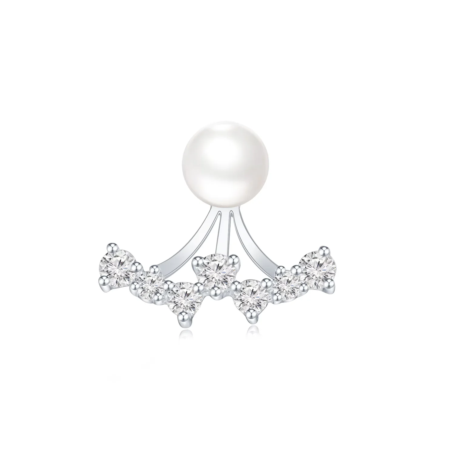 18K白金钻石/珍珠单边耳钉 珍珠尺寸5.50-6.00MM （塑胶耳迫）商品编号：HO6949C