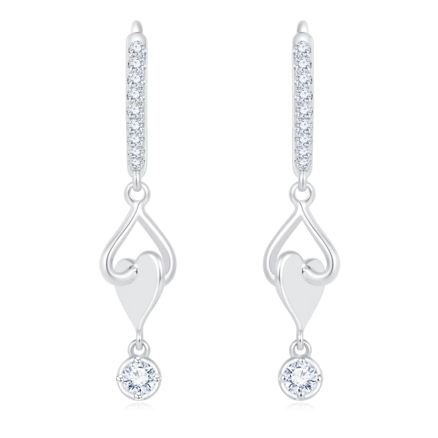 心上人系列18K白金爱心款圈式钻石耳环 商品编号：S12151E