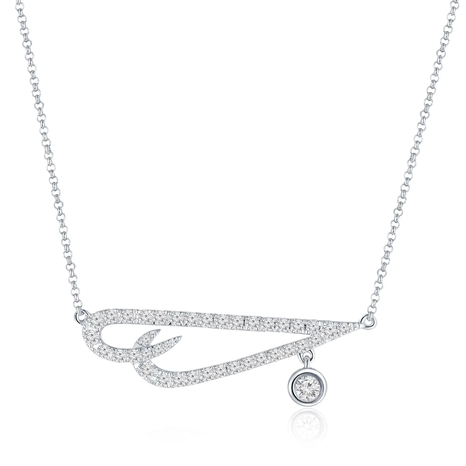 18K白金 时尚款钻石项链 长度45CM 商品编号：J14576N