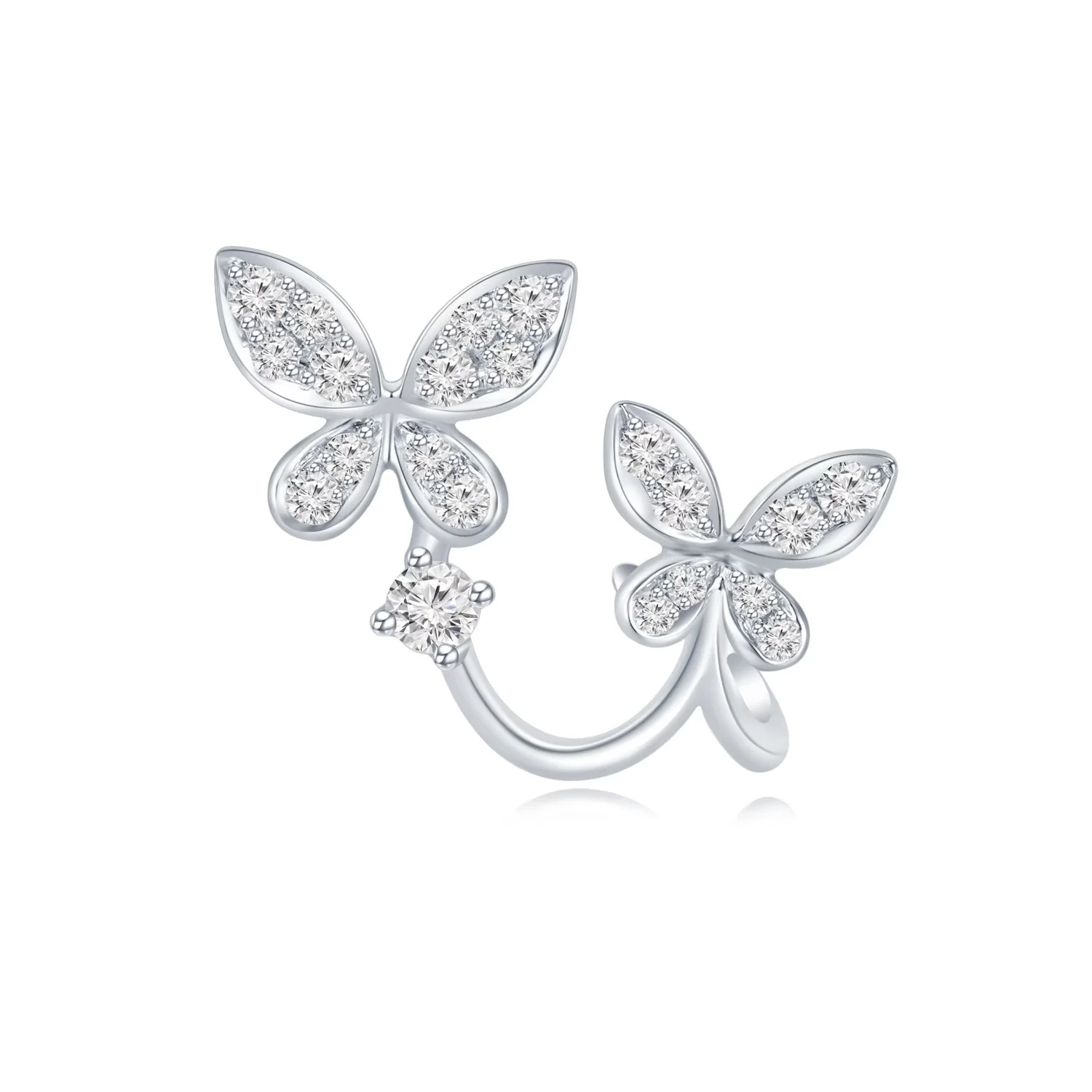 18K白金蝴蝶款钻石单边耳钉（单只）商品编号：S11724L