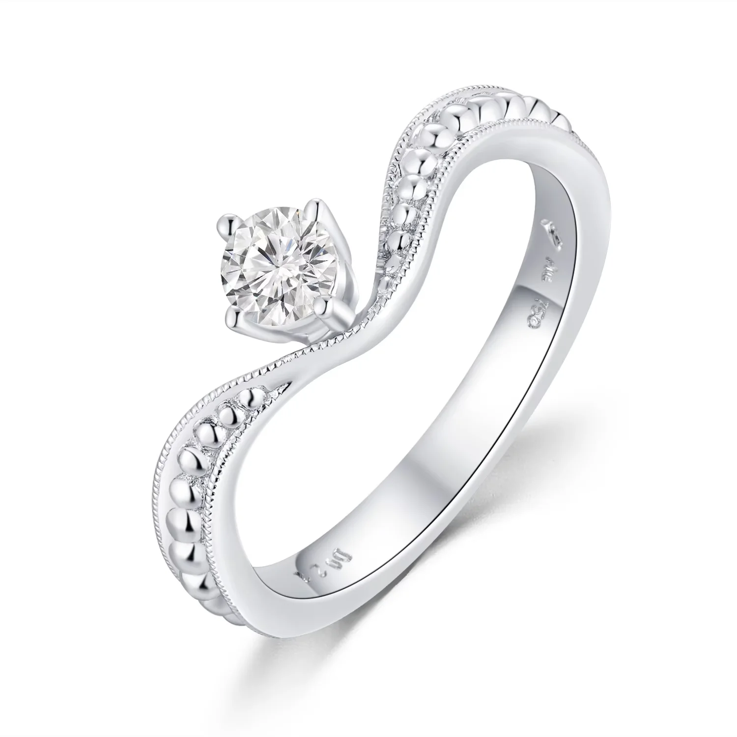 18K白金 单颗粒求婚结婚钻石戒指手寸10.5号 商品编号：FO6493R