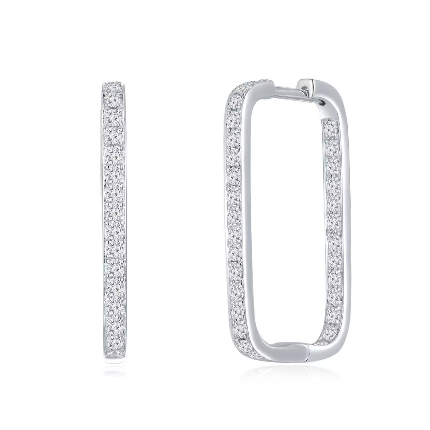 18K白金圈式款钻石耳环 商品编号：P11247E