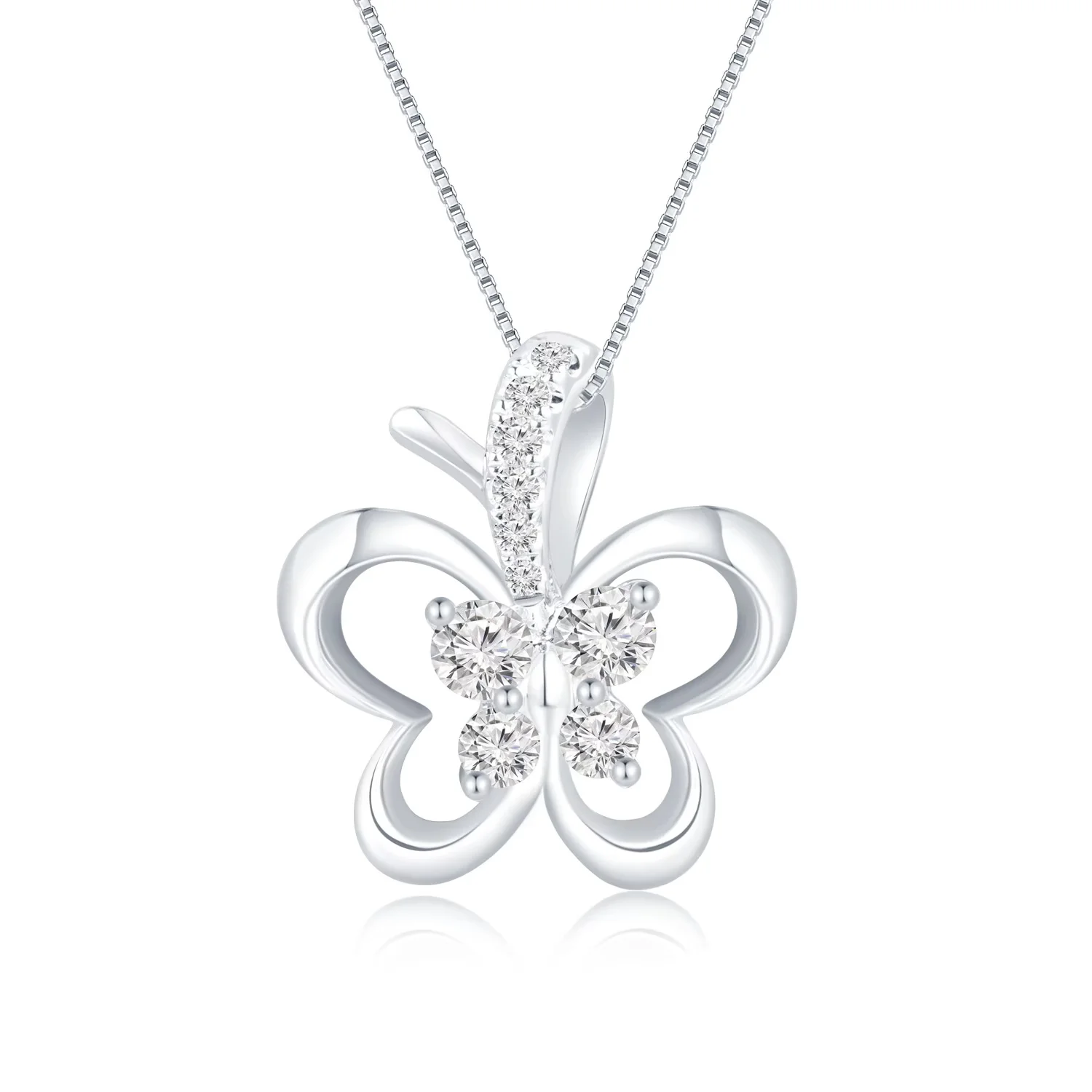 18K白金蝴蝶款钻石吊坠（不含配链）商品编号：S11958P