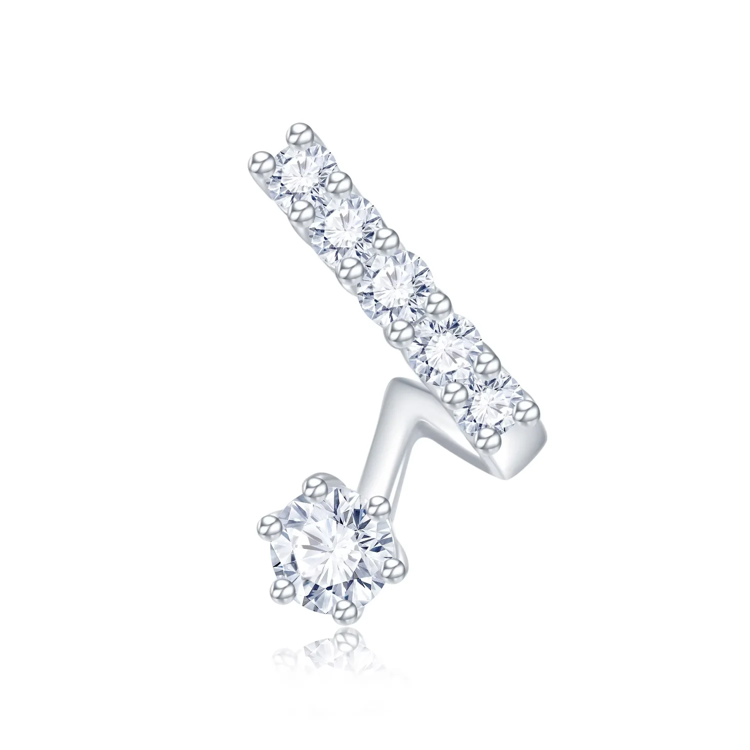 18K白金钻石单边耳钉 商品编号：N00016L