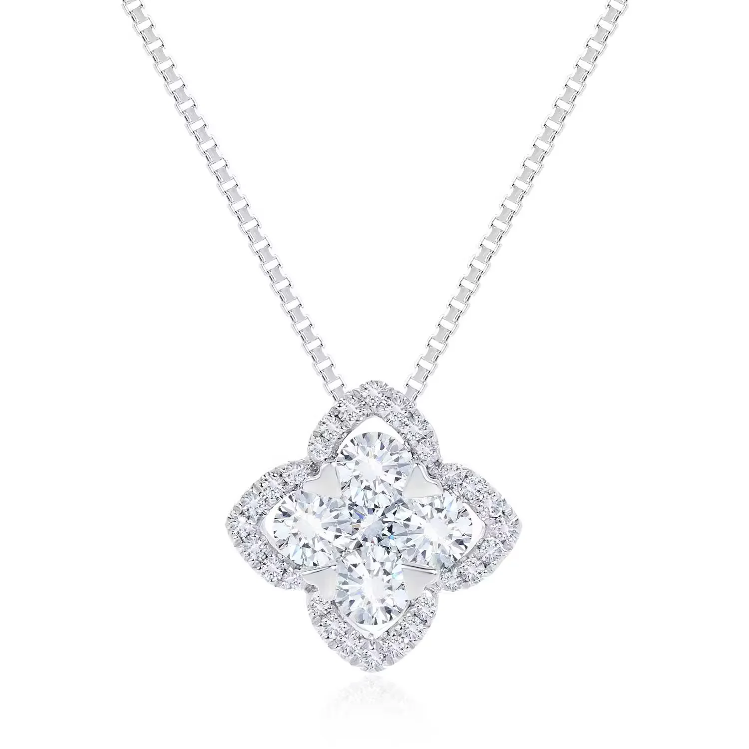 《花语》金桂系列18K白金公主方群镶款钻石吊坠（不含配链）商品编号：S12687P