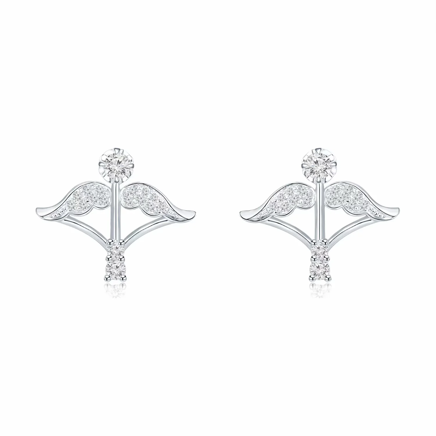 爱神之弓18K白金钻石耳钉一对 商品编号：S11036E