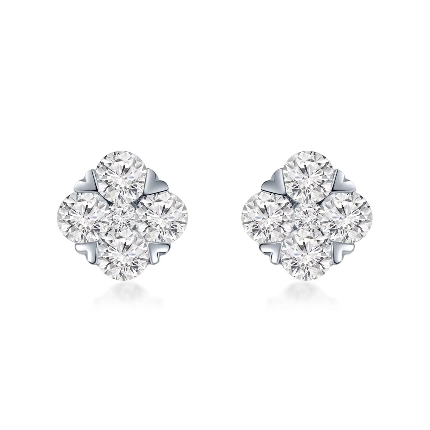 18K白金群镶款钻石耳钉 商品编号：HO5553E