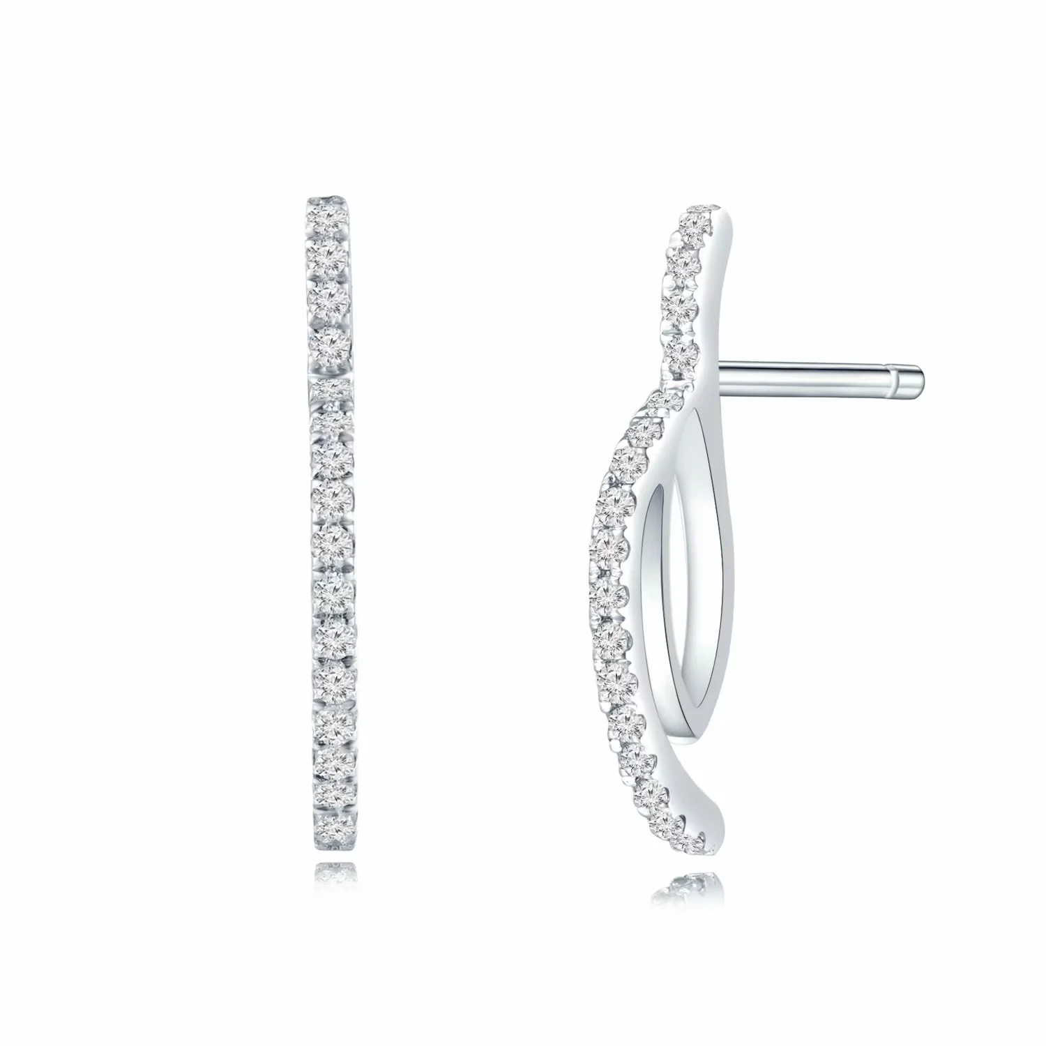 18K白金简约立体版钻石耳钉商品编号：J14345E