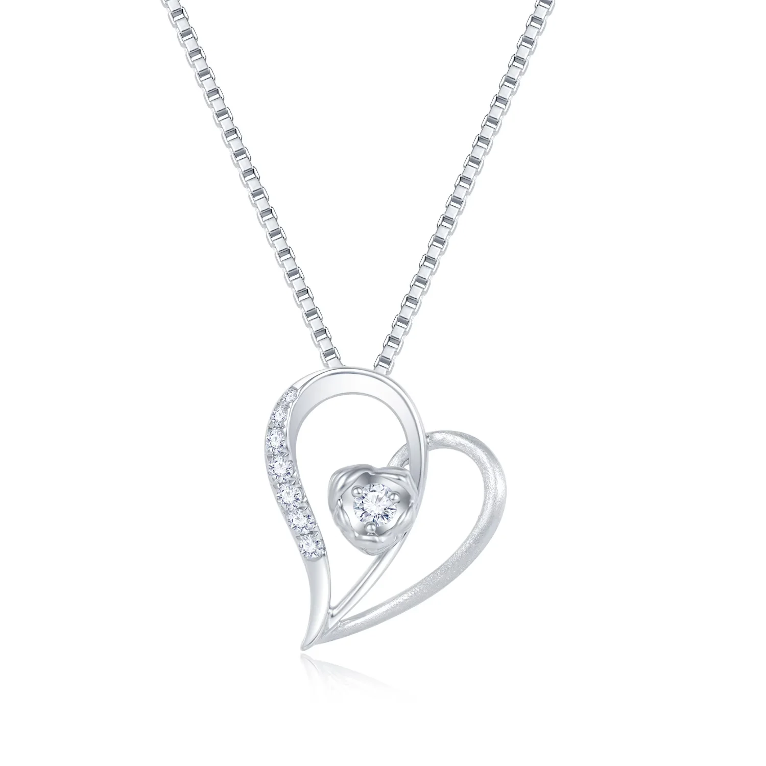 心花怒放系列 18K白金爱心款钻石吊坠（不含配链）商品编号：S12291P