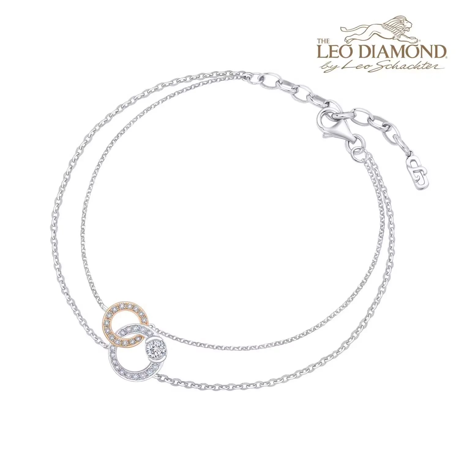 18K 红白分金钻石手链  商品编号：NO4401B