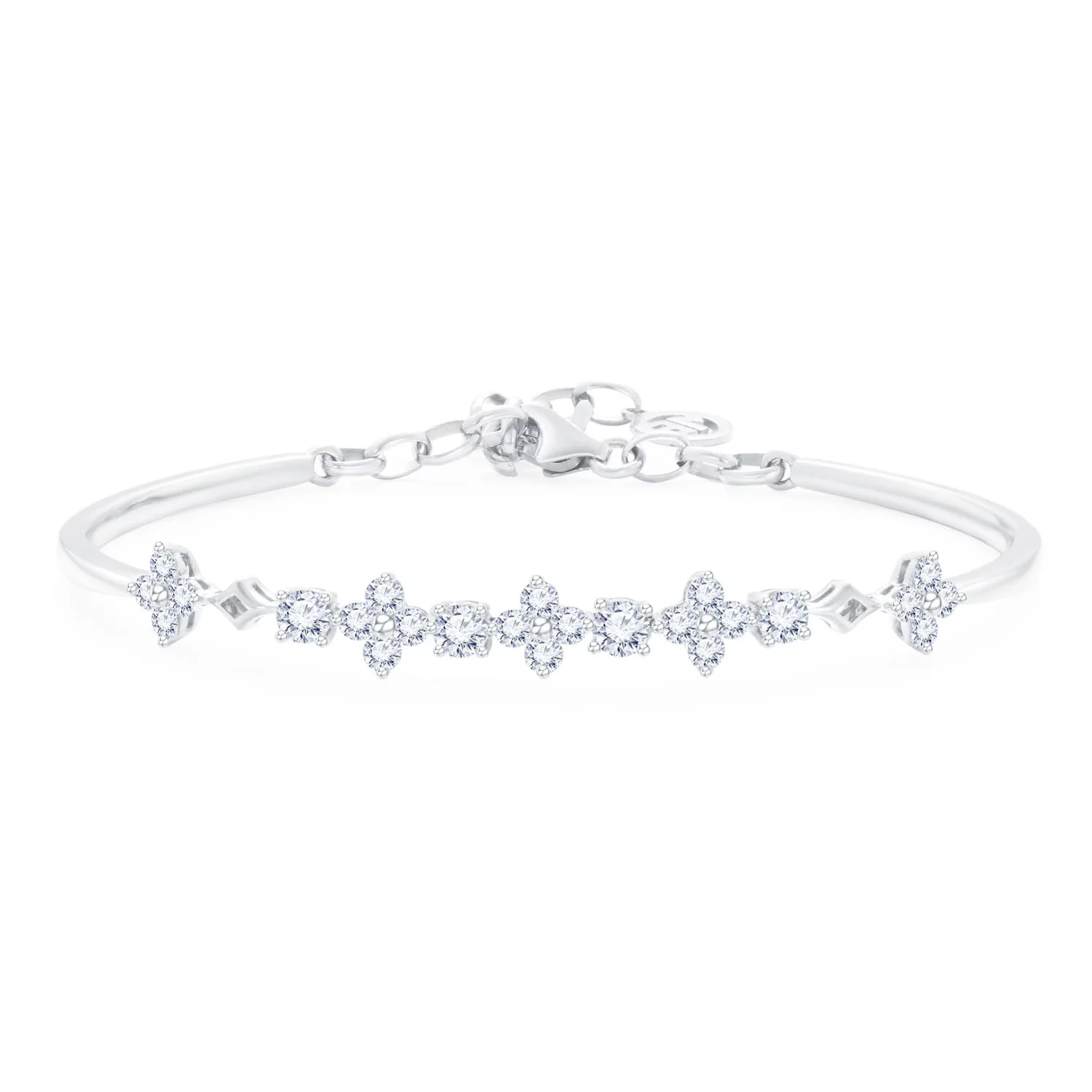 繁花系列18K白金钻石手镯手寸55MM 商品编号：H06866A