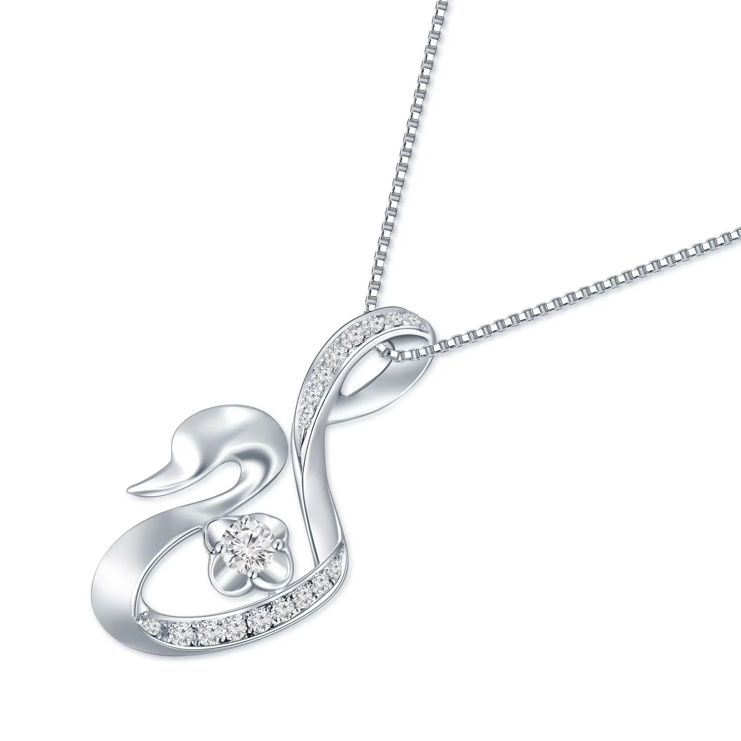 18K白金 天鹅款钻石吊坠（不含配链）商品编号： S08451P