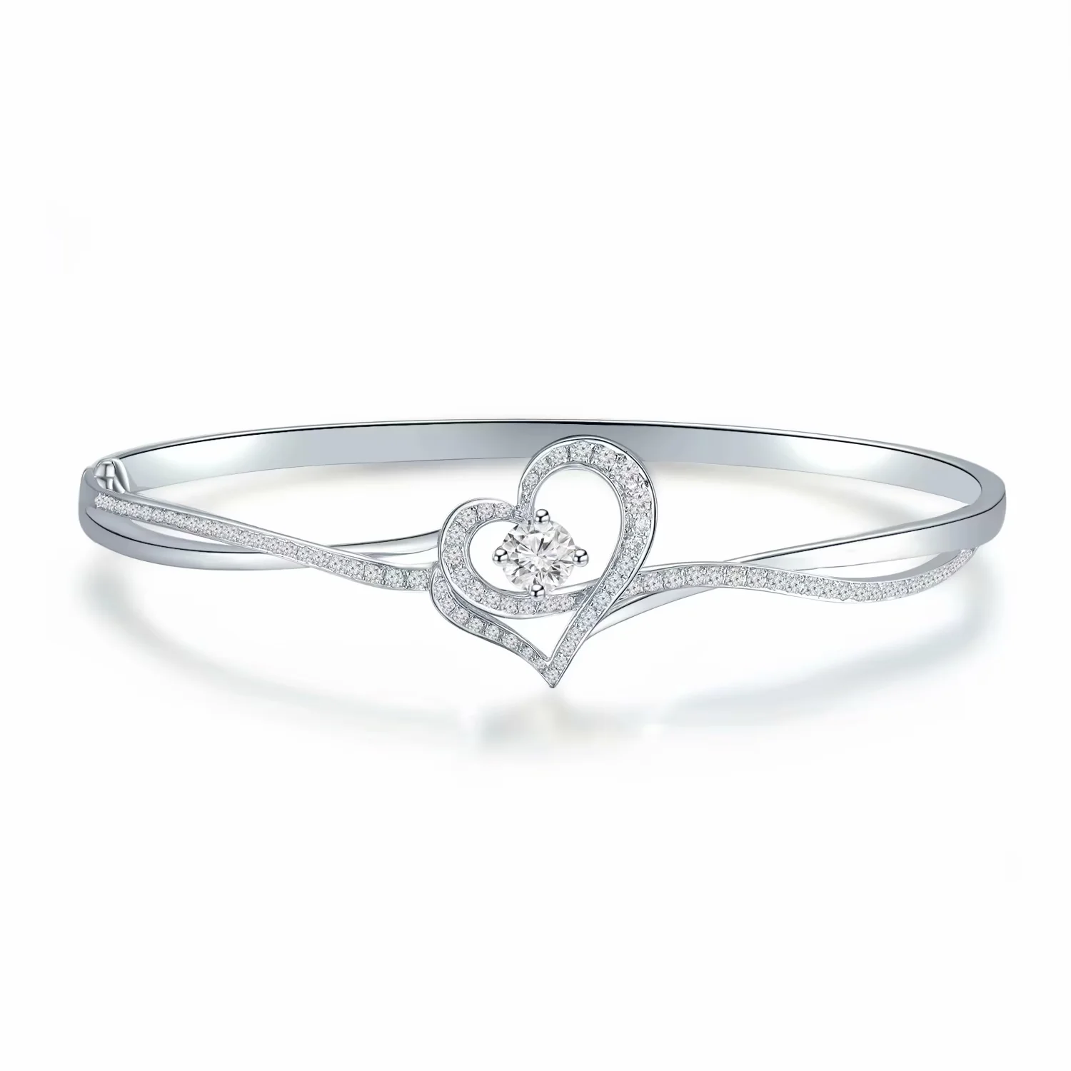 《幸福》系列18K白金群镶款钻石手镯 商品编号：S05149A