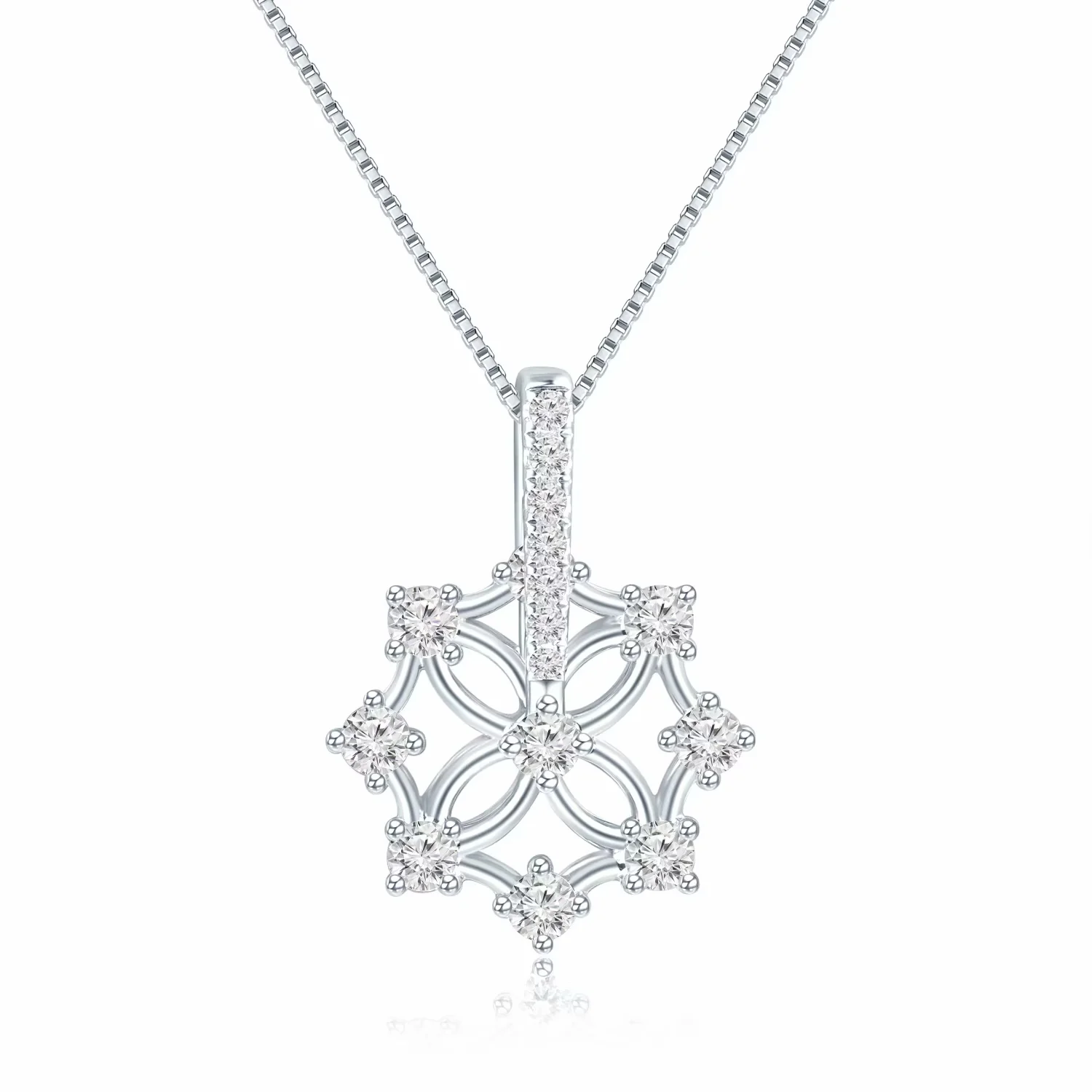 18K白金“幸福之轮 ”系列花型钻石吊坠 商品编号：H07108P