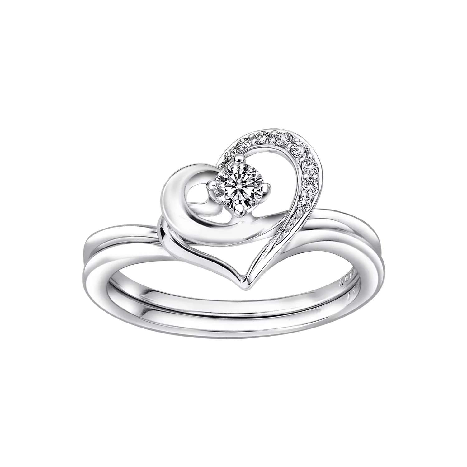 The Leo Diamond《幸福指环》系列18K白金钻石戒指拍套戒（清雅版） 手寸12.5 号商品编号：S05735S