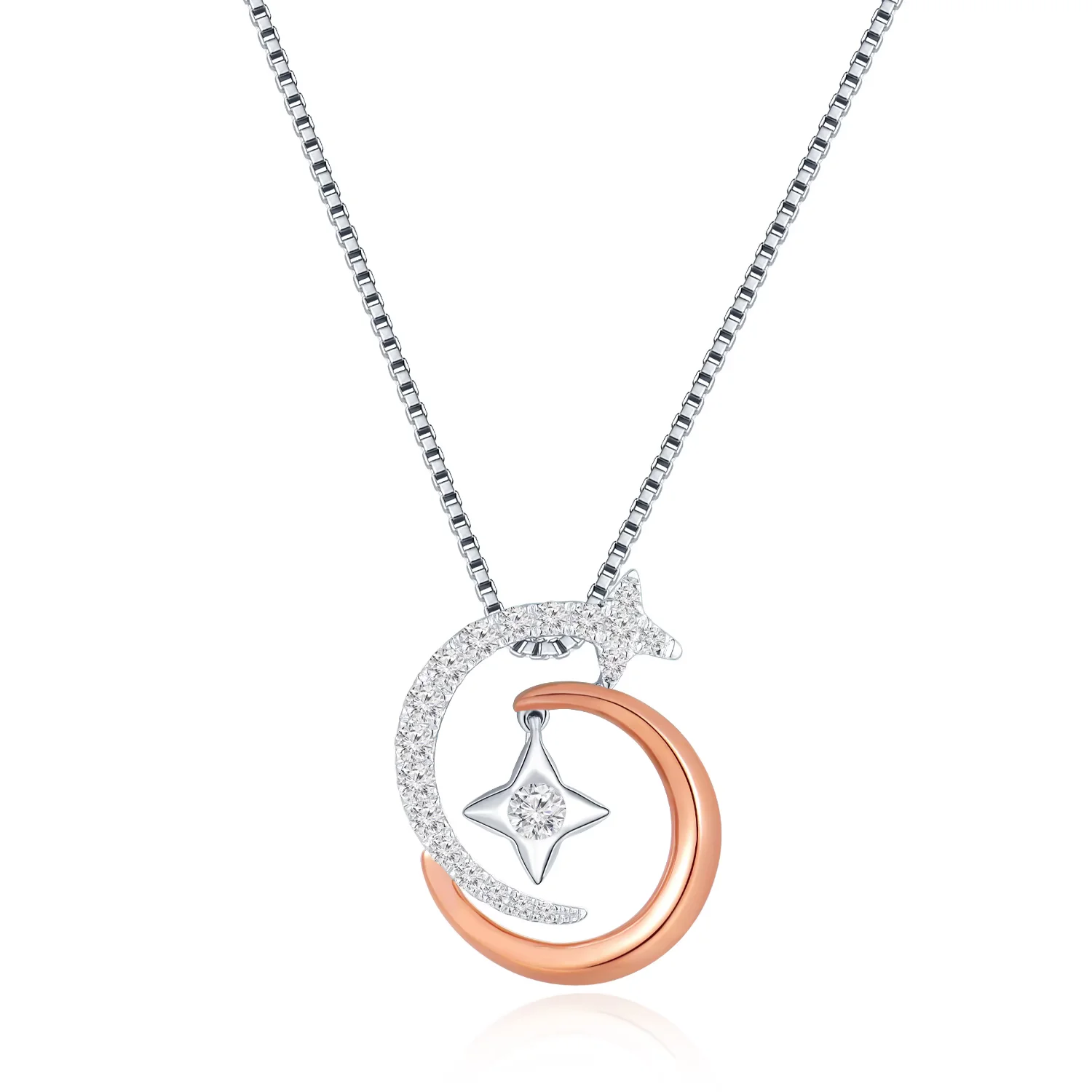 流星闪耀系列18K红白金钻石吊坠（不含配链）商品编号：NO4227P