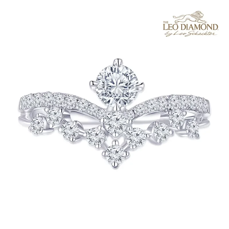 《爱的冠冕》系列 1 8K白金 皇冠钻石戒指求婚 商品编号：L02832R