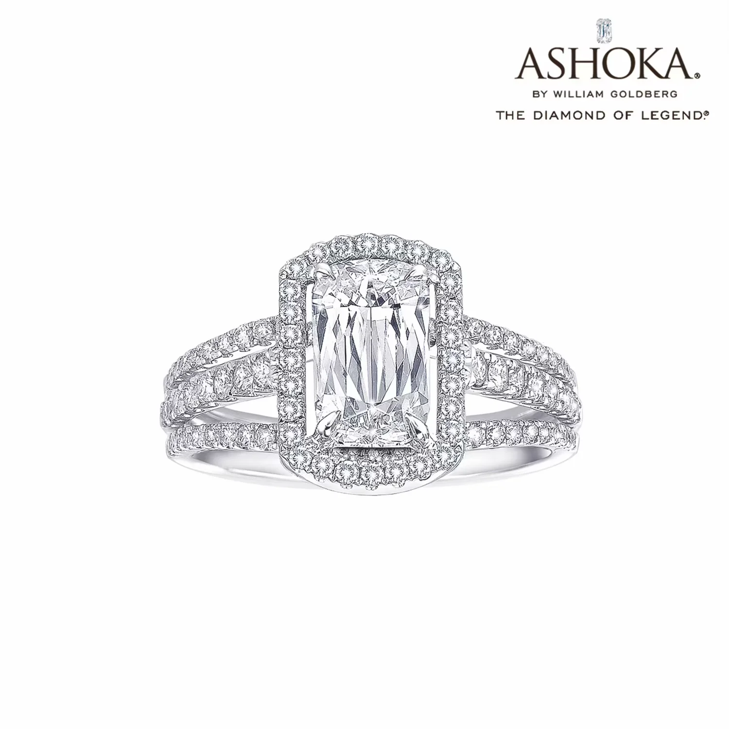 ASHOKADiamond 18K白金 单颗粒群豪华款钻石戒指 求婚结婚钻戒 商品编号：NO2213R